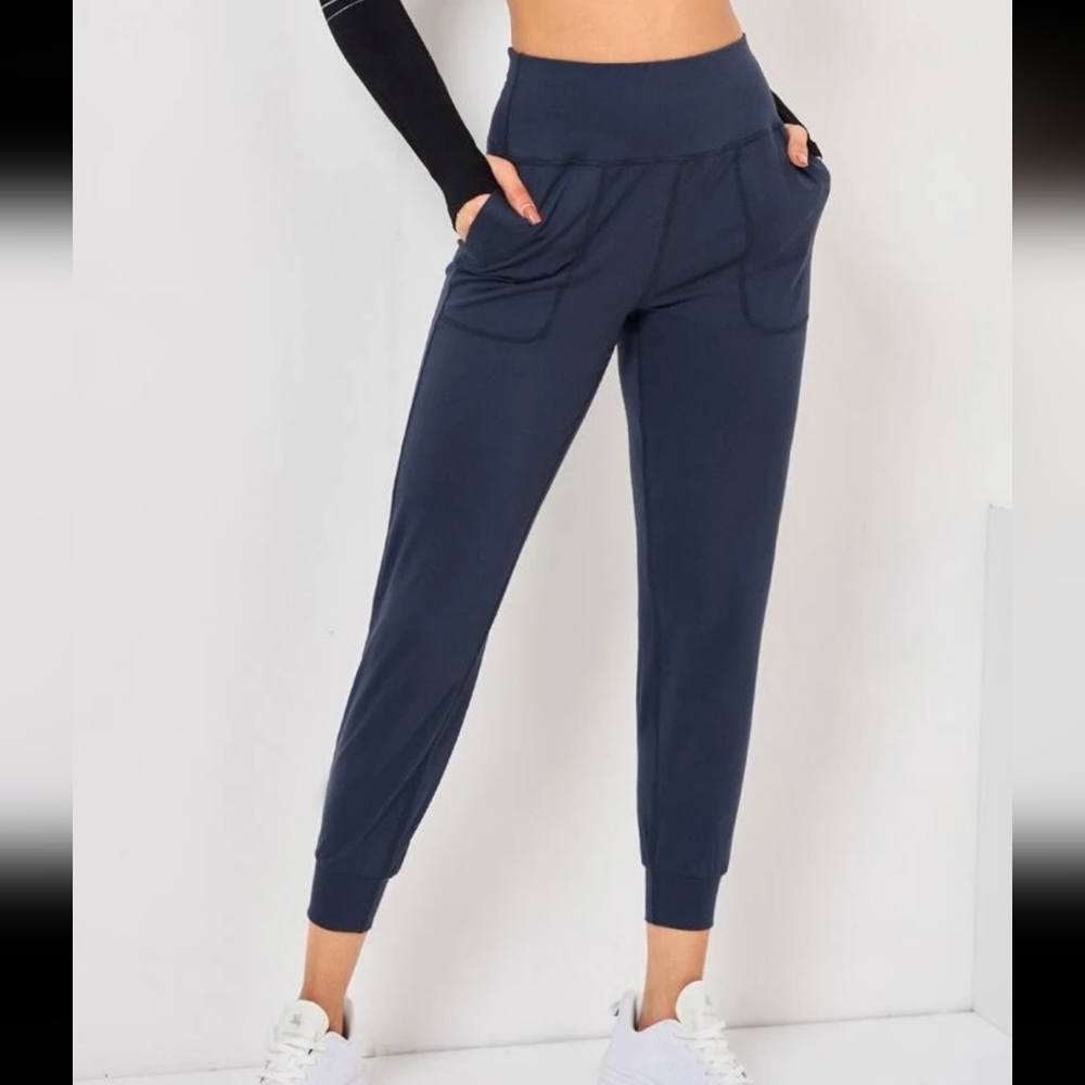 Blue Thick Waist Soft Joggers